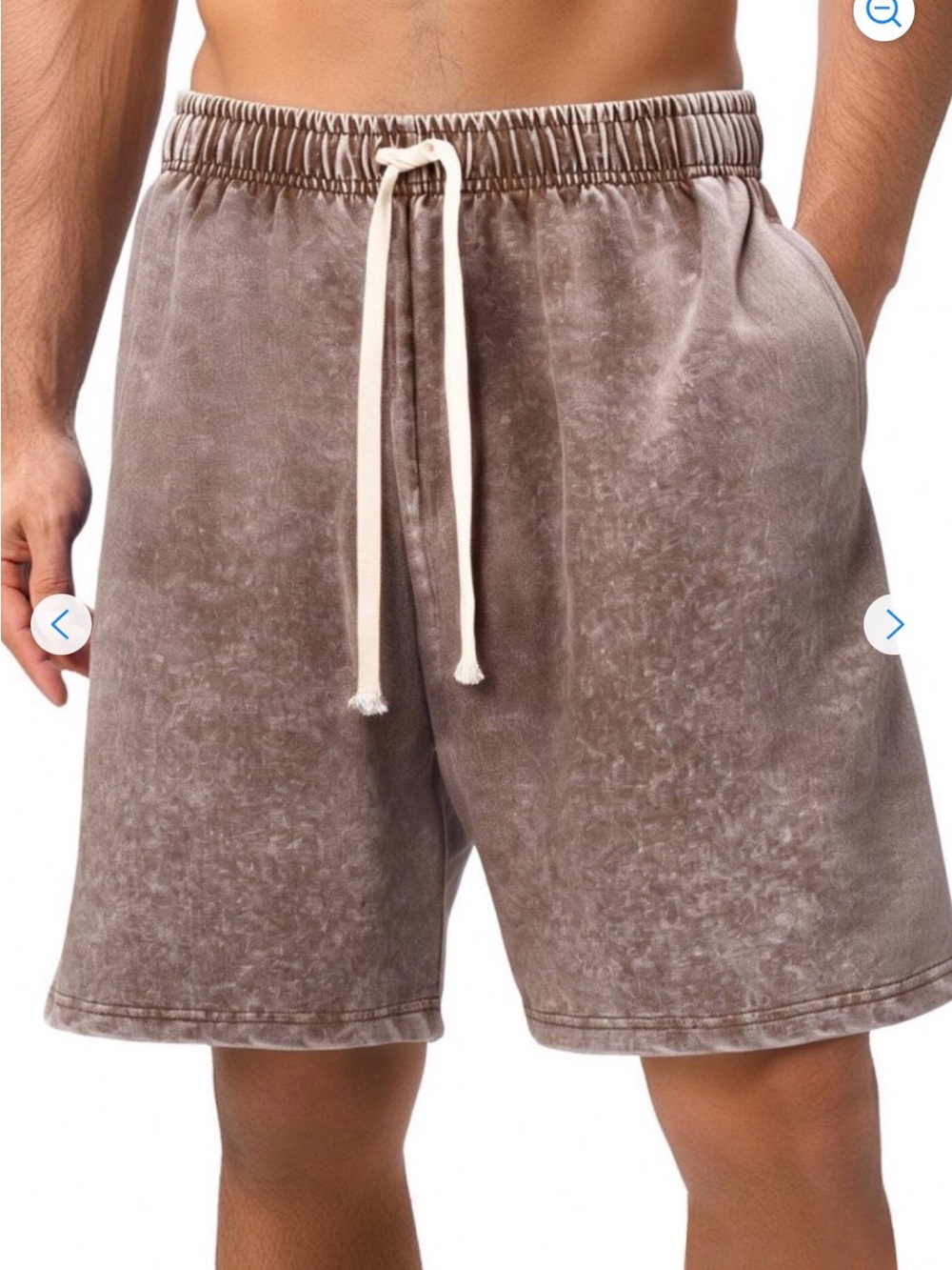 NEW Men's DIPOP Vintage Acid Washed Brown Drawstring Cotton Gym Joggers Shorts